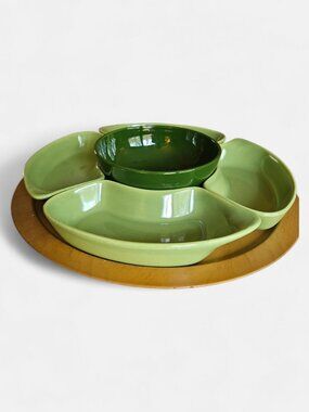 Vintage Mid Century Modern Lazy Susan and Relish Server